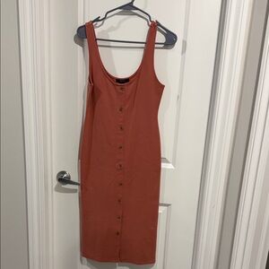 Forever 21 Rust Button-Front Midi Dress